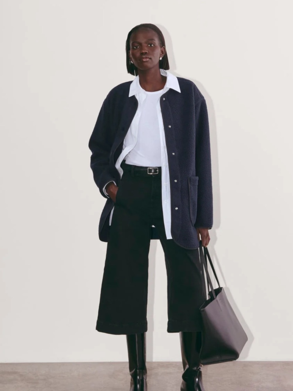 Everlane navy blue teddy liner jacket size L new